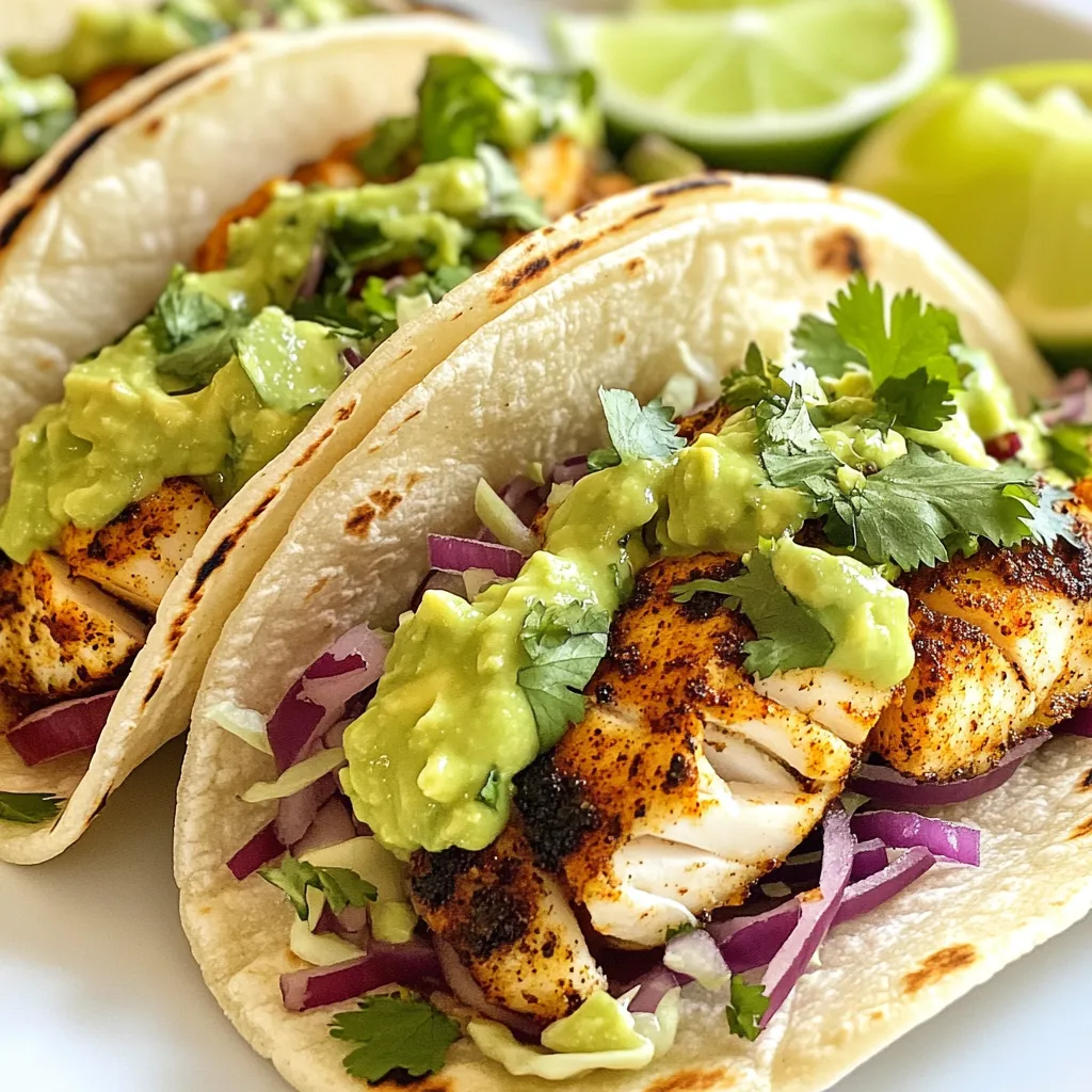 Blackened Fish Tacos with Avocado Crema Delight