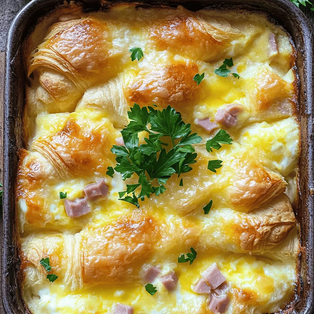 Ham and Cheese Croissant Breakfast Casserole Delight