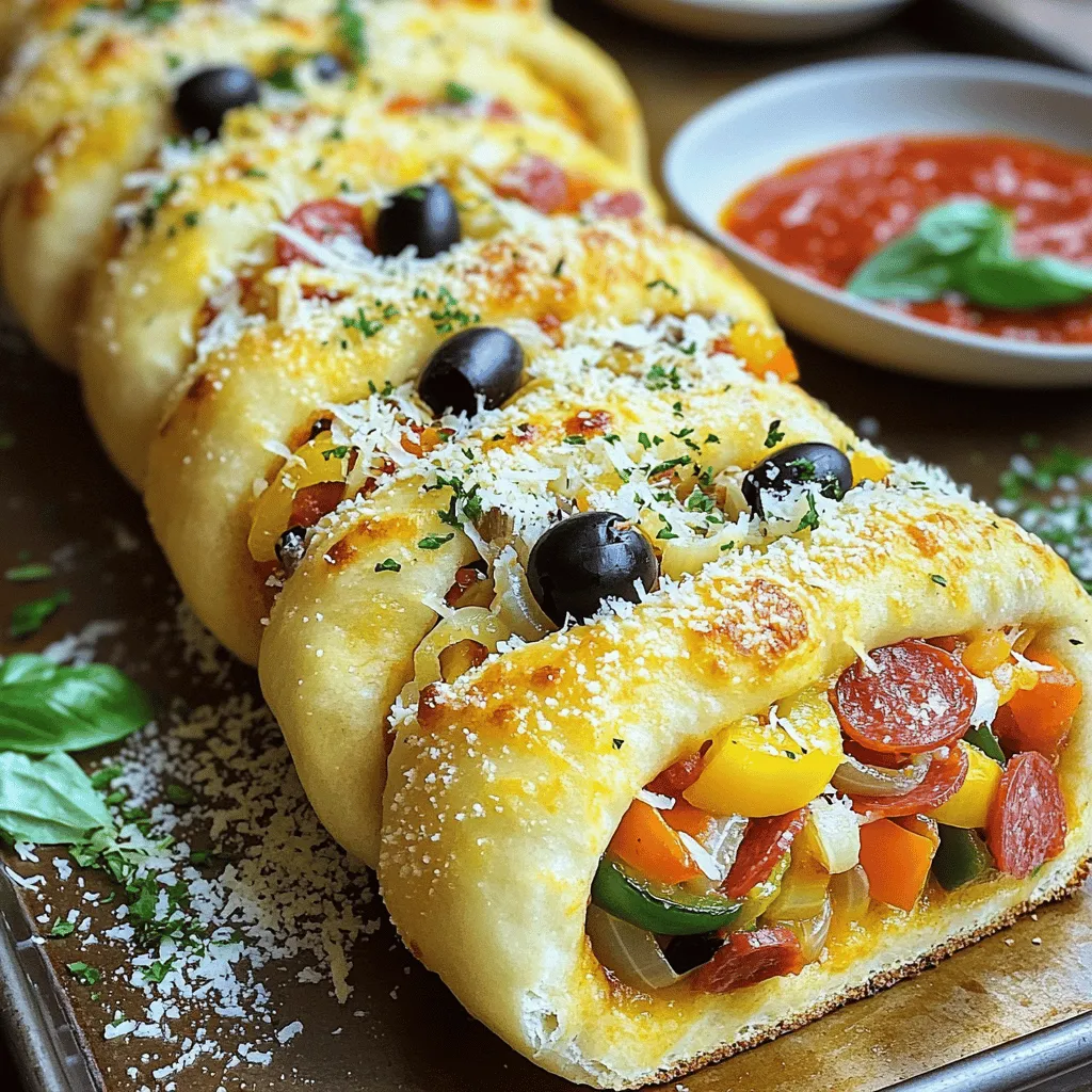 - Focaccia or pizza dough - Shredded mozzarella cheese - Diced pepperoni - Sautéed bell peppers and onions