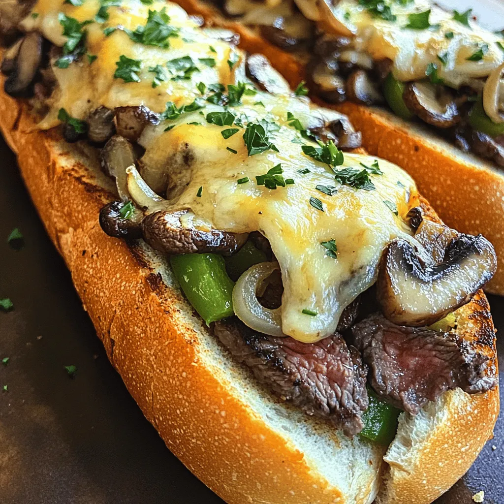 To make the best Philly cheesesteak cheesy bread, you need a few key ingredients. First, use a large French baguette. This bread gives a nice crunch and holds the filling well. Next, get one pound of thinly sliced ribeye steak. Ribeye adds rich flavor and tenderness.