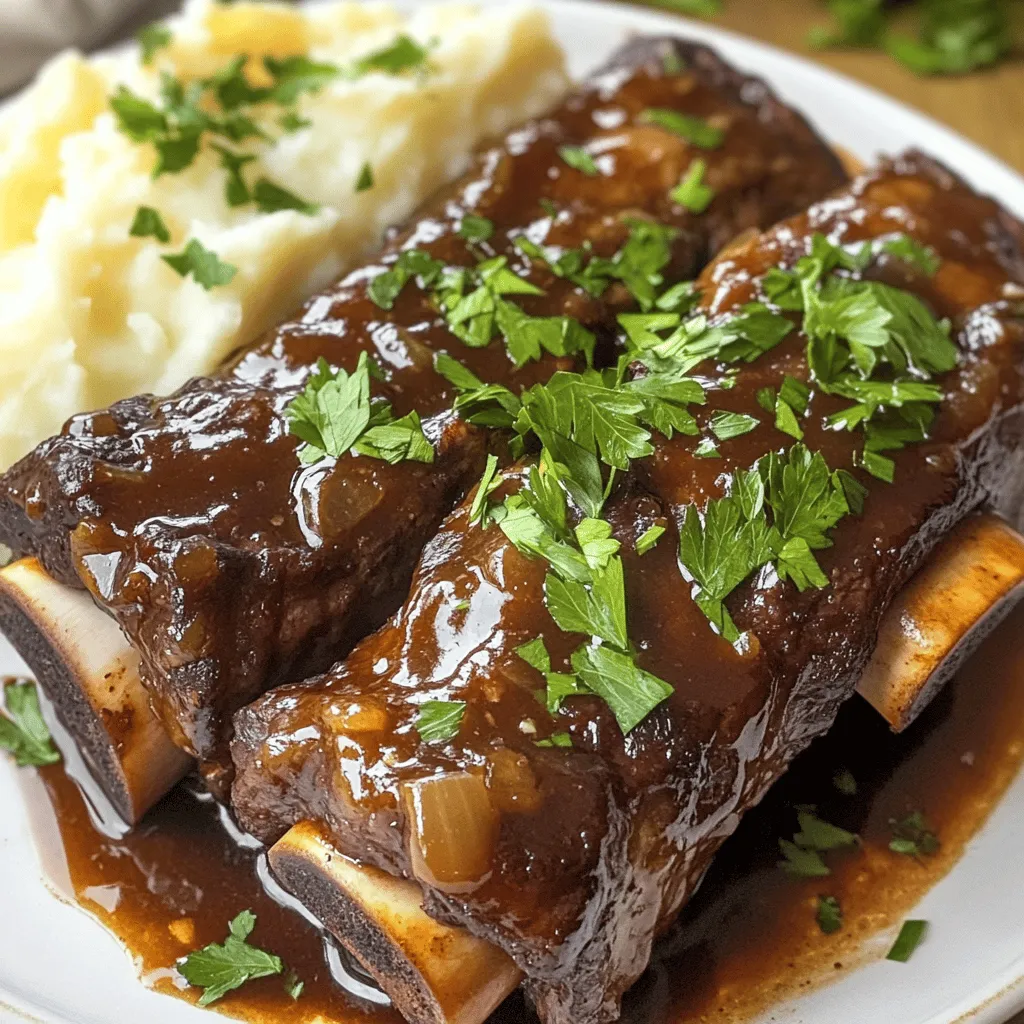 For a great cabernet braised beef ribs recipe, you need key ingredients. These include beef short ribs, onion, and garlic. You will also want beef broth and grape juice for depth. Tomato paste adds richness, while balsamic vinegar gives a nice tang. Fresh thyme brings herb flavor, and smoked paprika adds warmth. Carrots and celery add sweetness and texture. Lastly, don’t forget salt and pepper for seasoning.