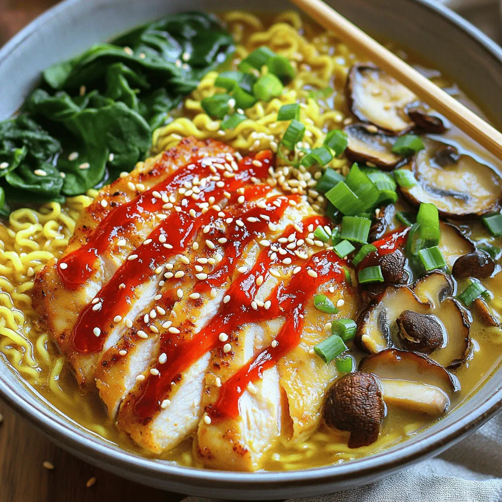 Fiery Chicken Ramen with Creamy Garlic Sauce Delight