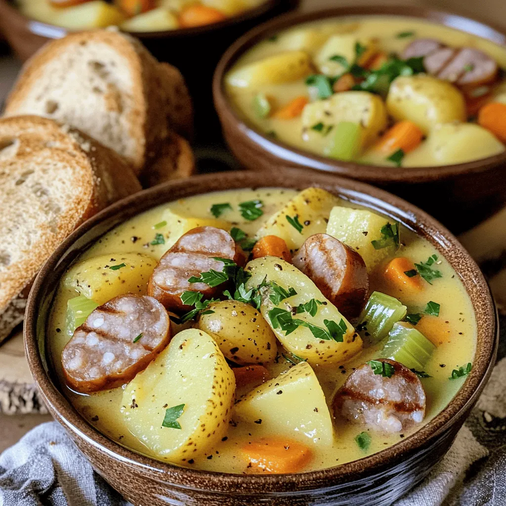 To make a tasty German potato soup, you need some key ingredients. The base of the soup is the potatoes, and the best ones to use are russet potatoes. They have a fluffy texture and soak up the flavors well. You’ll want four medium russets, peeled and diced for this recipe.