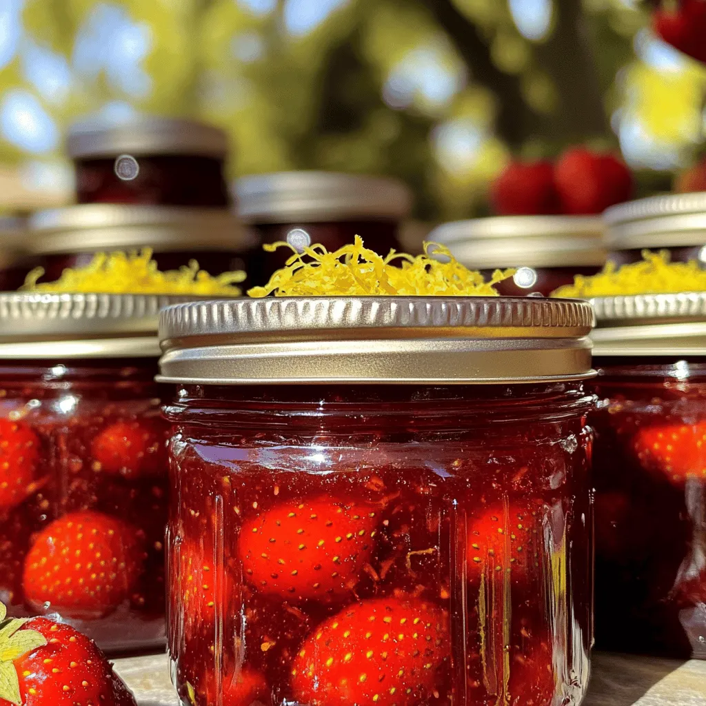 - 2 pounds of fresh strawberries - 1 ½ cups of granulated sugar - 2 tablespoons of lemon juice - 1 teaspoon of lemon zest - 1 packet of fruit pectin (1.75 oz) - ¼ teaspoon of salt