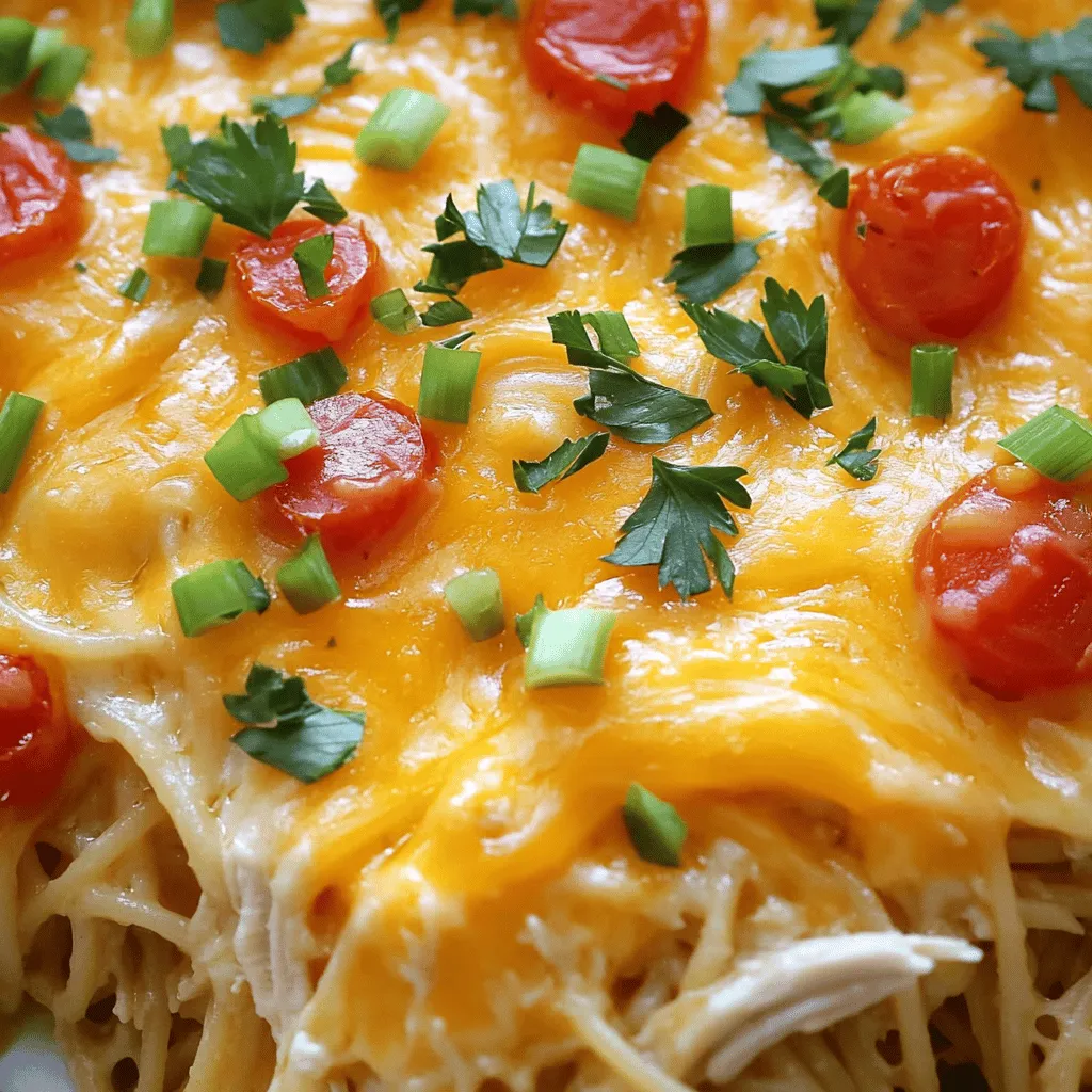 To make a great Monterey Chicken Spaghetti Bake, you need simple ingredients. The base includes 8 ounces of spaghetti and 2 cups of cooked chicken. The chicken should be shredded to mix well with the pasta. You will also need a can of cream of chicken soup and 1 cup of milk. This gives the dish a creamy texture that makes it comforting.