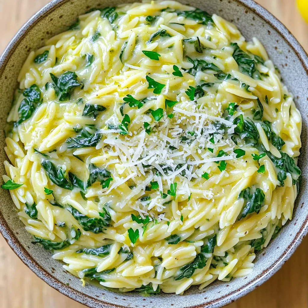 Creamy Garlic Spinach Orzo Rich and Flavorful Dish