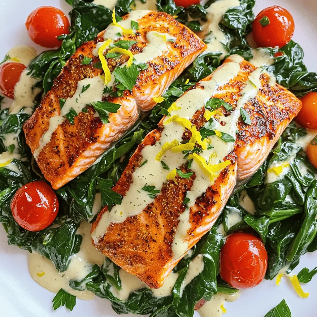 Pan-Seared Salmon Florentine Flavorful and Rich Dish