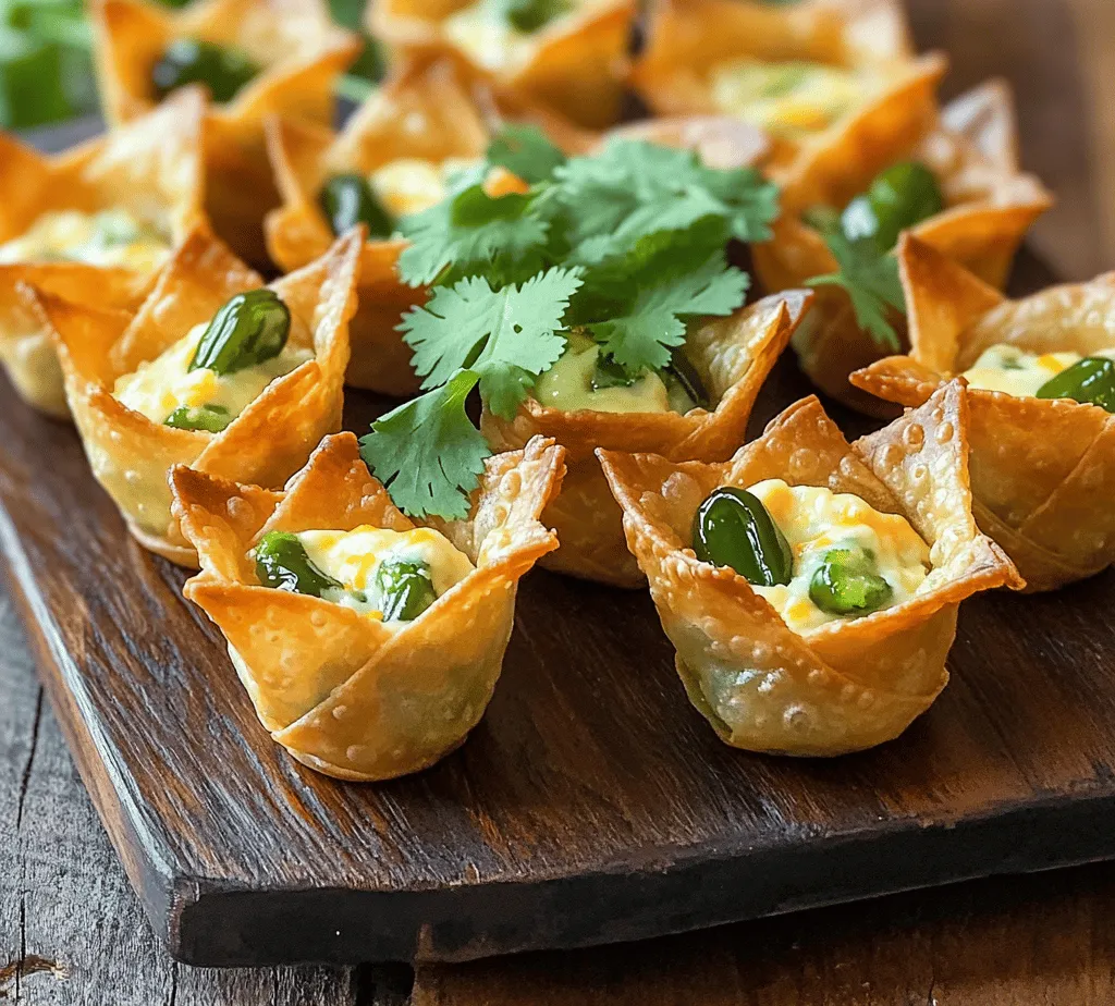 To create the perfect Jalapeño Popper Wonton Cups, it
