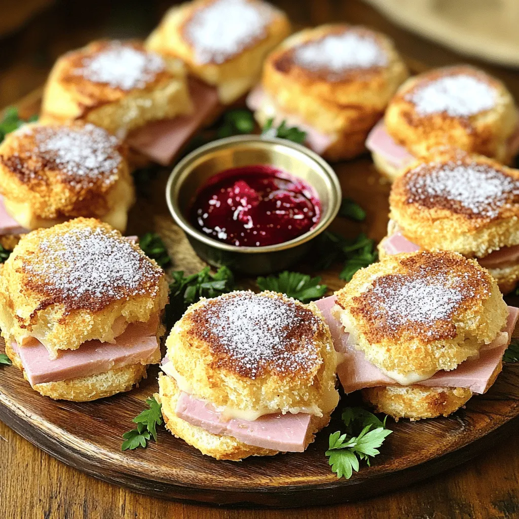 Monte Cristo sliders are small sandwiches that pack a big flavor. They mix sweet and savory in a fun way. This dish layers ham, turkey, and Swiss cheese inside soft slider rolls. Then, you dip them in a tasty egg mixture before baking. The result? A golden, crispy slider perfect for any gathering.
