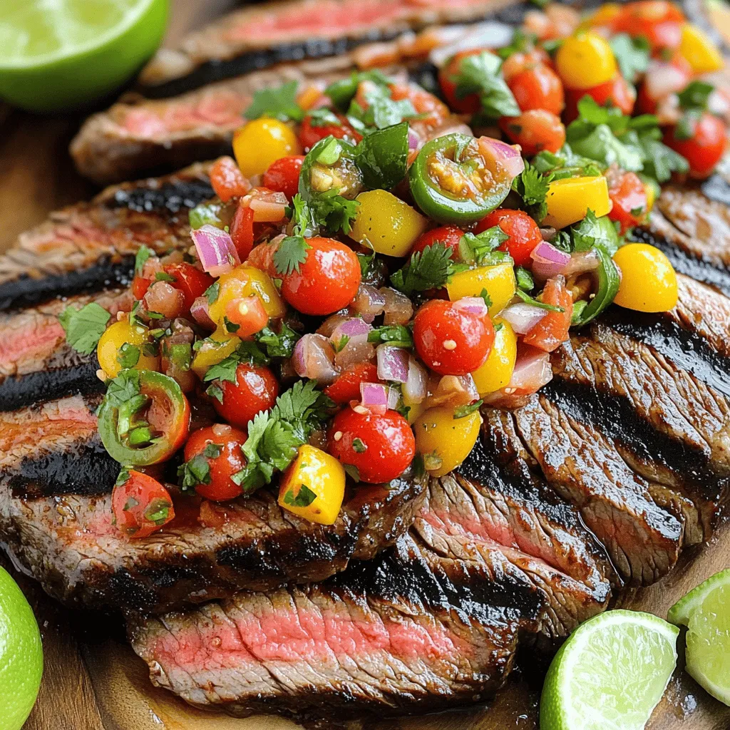 Grilled Flank Steak with Tomato Pepper Salsa Delight