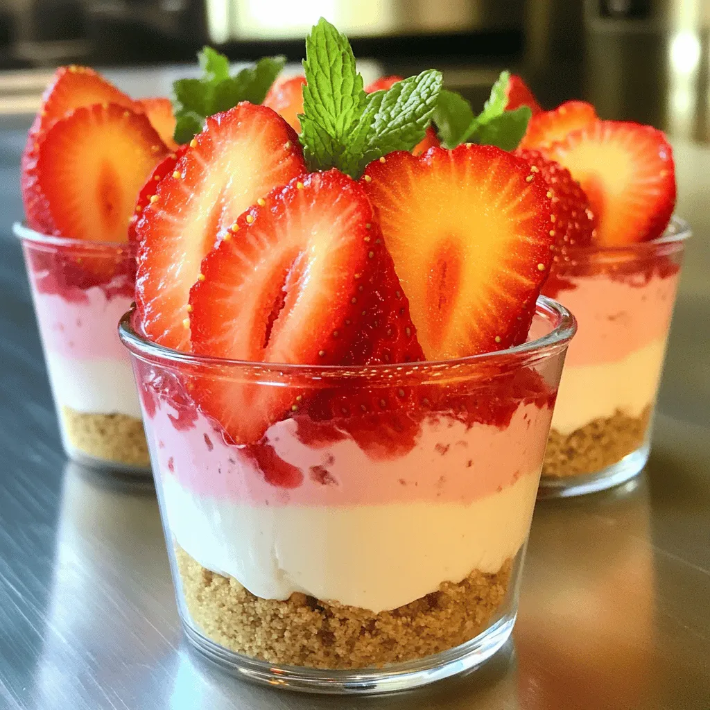 To make no-bake strawberry cheesecakes, you need simple ingredients. Here’s what you’ll need: