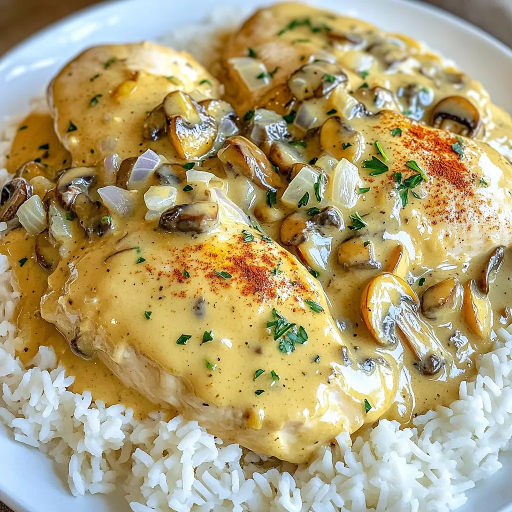 Slow Cooker Creamy Mushroom Chicken Simple and Tasty