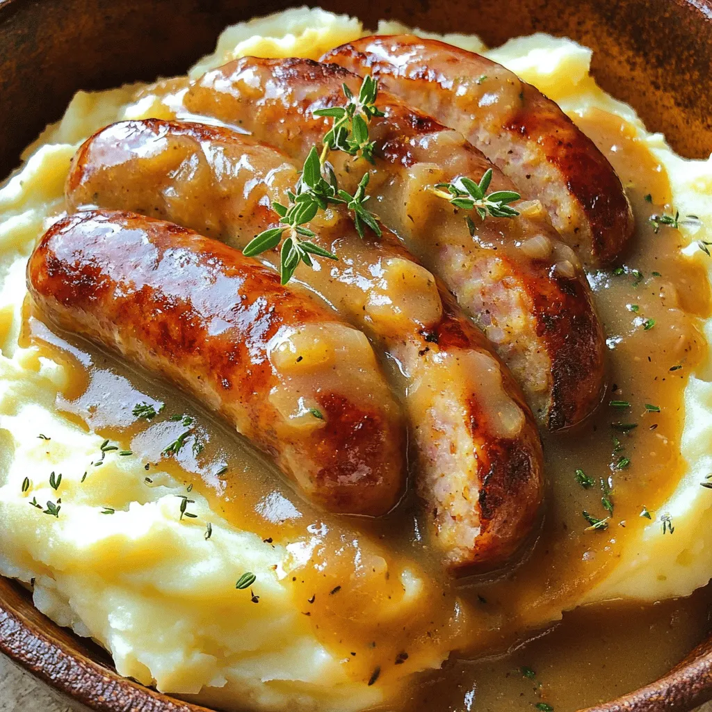 To make a classic bangers and mash recipe, you need a few key ingredients. First, high-quality sausages are a must. I prefer pork sausages, but feel free to use any variety you like. The best sausages for bangers and mash should have a good balance of fat and flavor. Look for links that are juicy and well-seasoned.