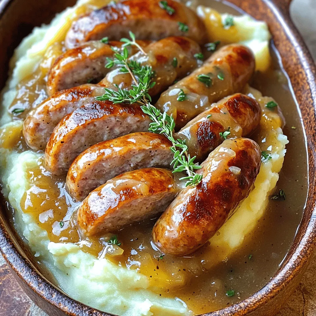 Bangers and Mash with Onion Gravy Tasty Comfort Meal