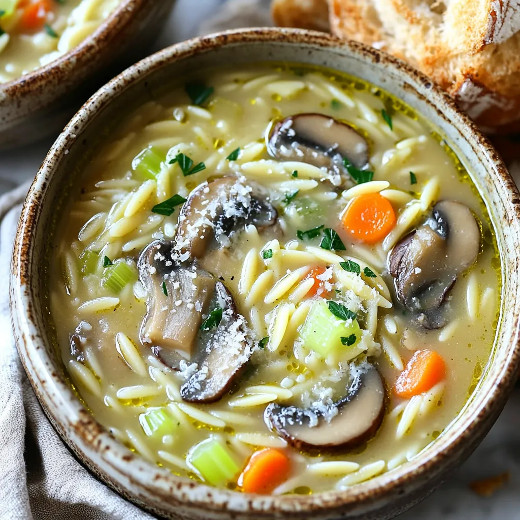 One-Pot Creamy Mushroom Orzo Soup Simple Delight