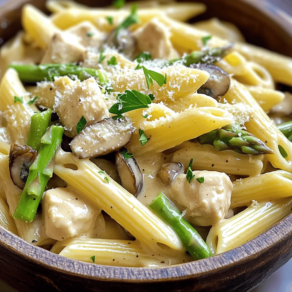 Creamy Mushroom and Asparagus Chicken Penne Delight