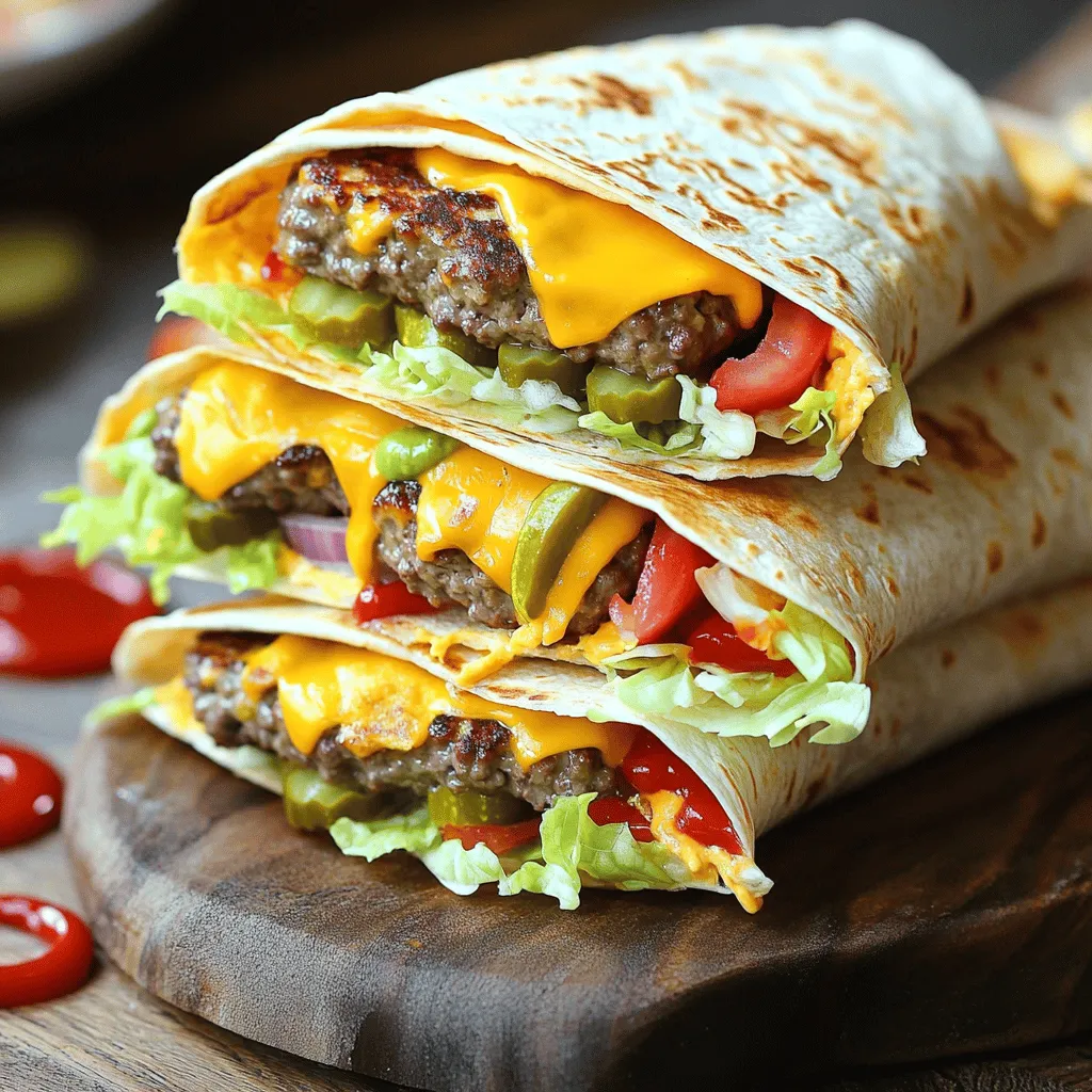 To make the best grilled cheeseburger wraps, you need simple ingredients. Here’s a quick list of grilled cheeseburger wrap ingredients: