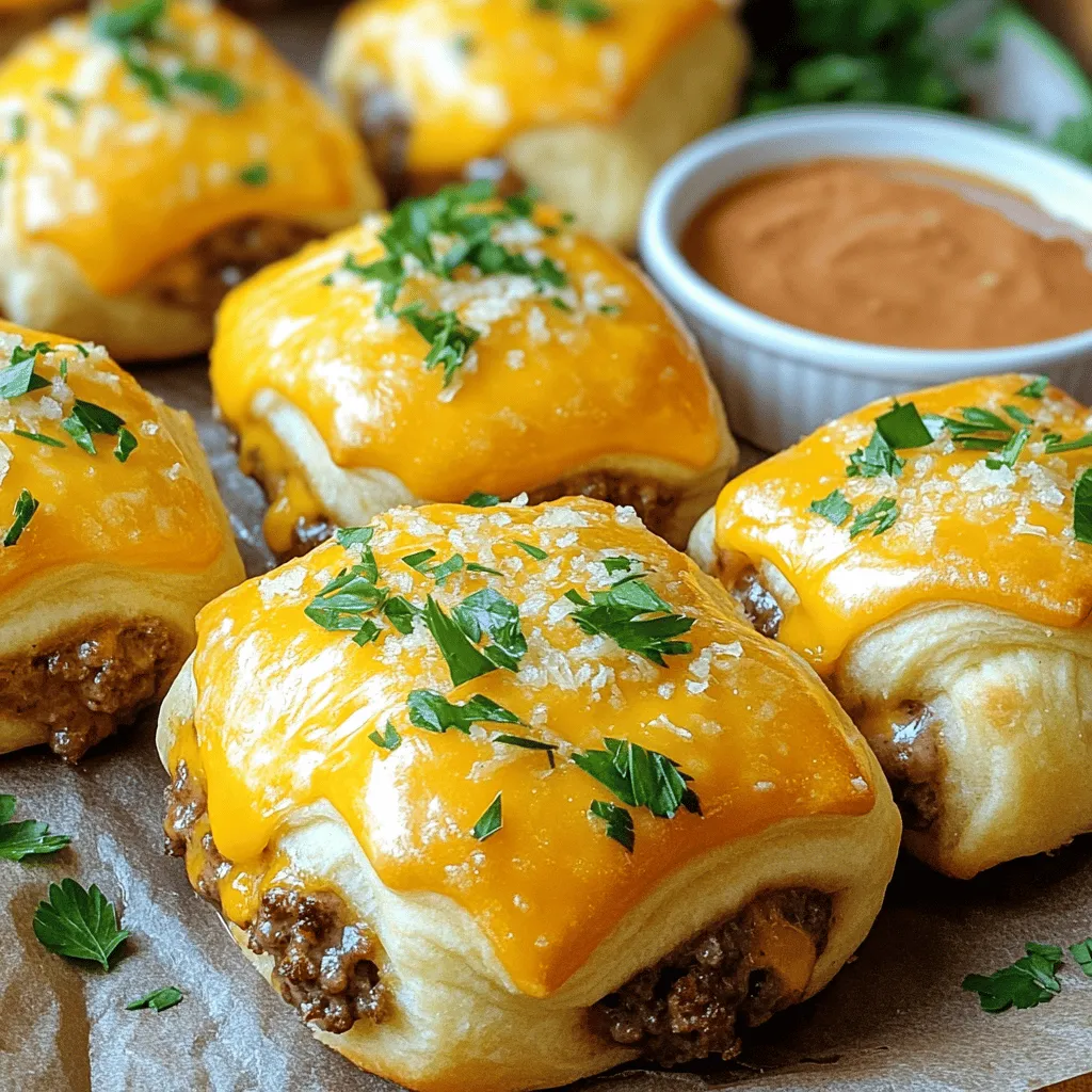Garlic Parmesan cheeseburger bombs are a fun twist on classic burgers. They are small, stuffed bites that combine savory beef, cheese, and garlic. These tasty snacks are wrapped in soft crescent roll dough, making them easy to eat. You can enjoy them at parties or just as a quick meal.