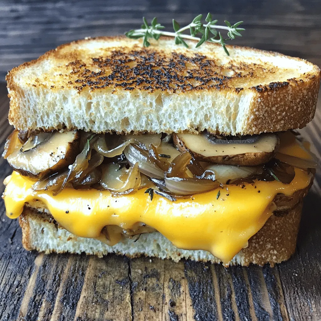 To make a tasty grilled cheese with Gouda, roasted mushrooms, and onions, you need a few key items. First, choose the right bread. I love sourdough for its crisp crust and chewy inside. It holds up well to grilling and adds great flavor.