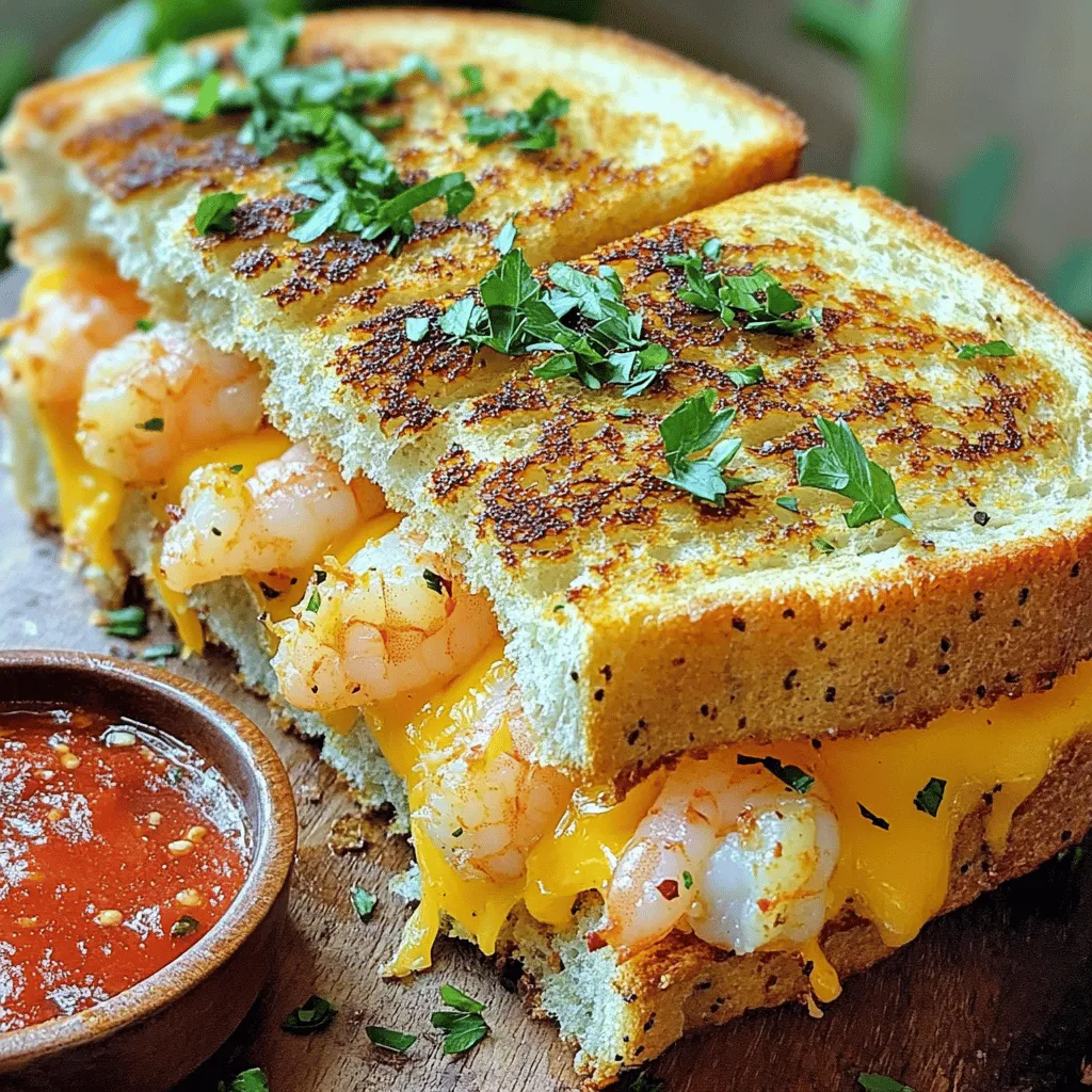 Cheesy Garlic Bread Shrimp Grilled Cheese Delight