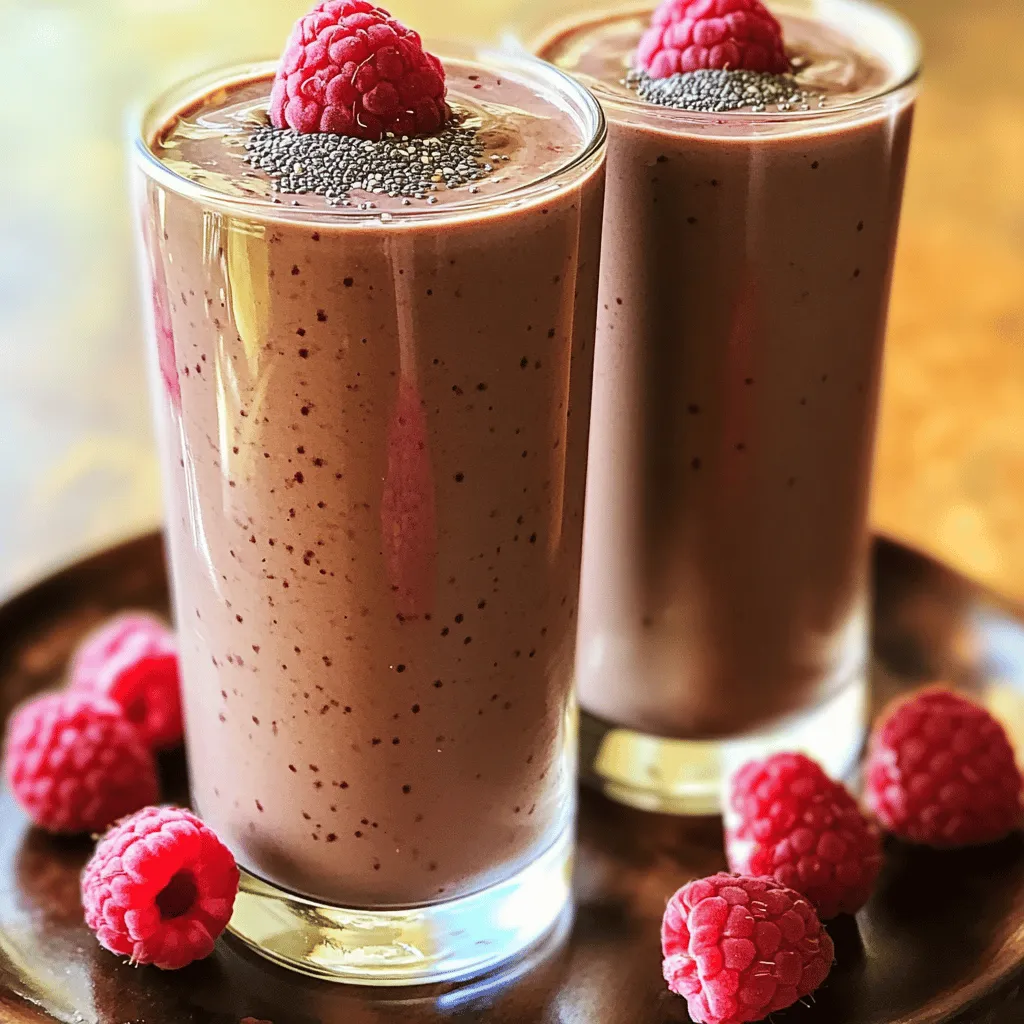 Chocolate Raspberry Protein Smoothie Energizing Drink