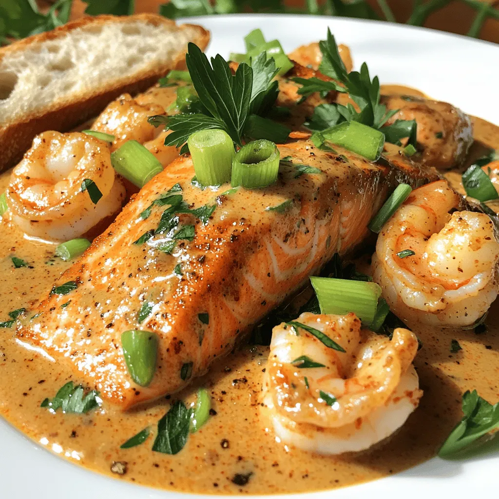 Cajun Shrimp &#038; Salmon with Garlic Cream Savory Delight