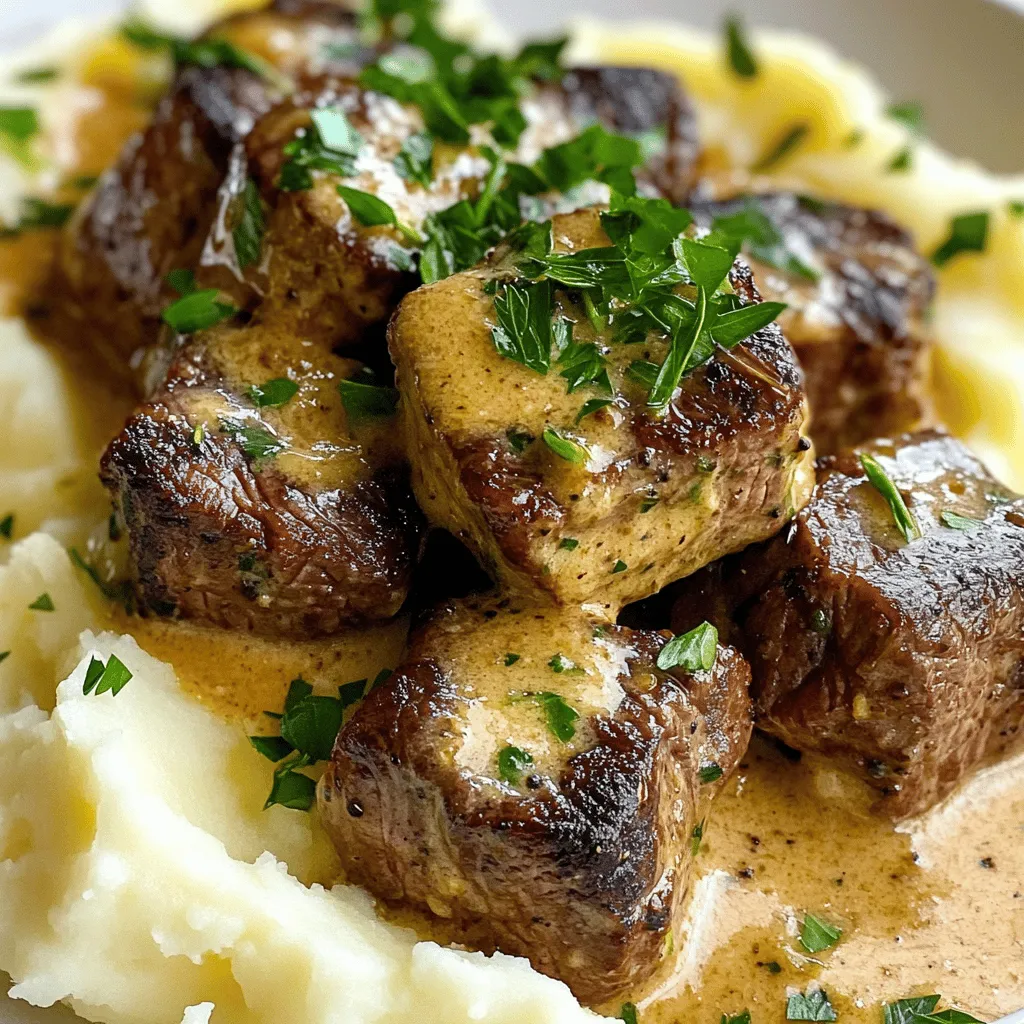 To make creamy garlic butter steak bites, you need fresh and simple ingredients. First, get one pound of sirloin steak. This cut is tender and perfect for bites. You will also need four tablespoons of unsalted butter. The butter gives your garlic butter sauce a rich flavor.