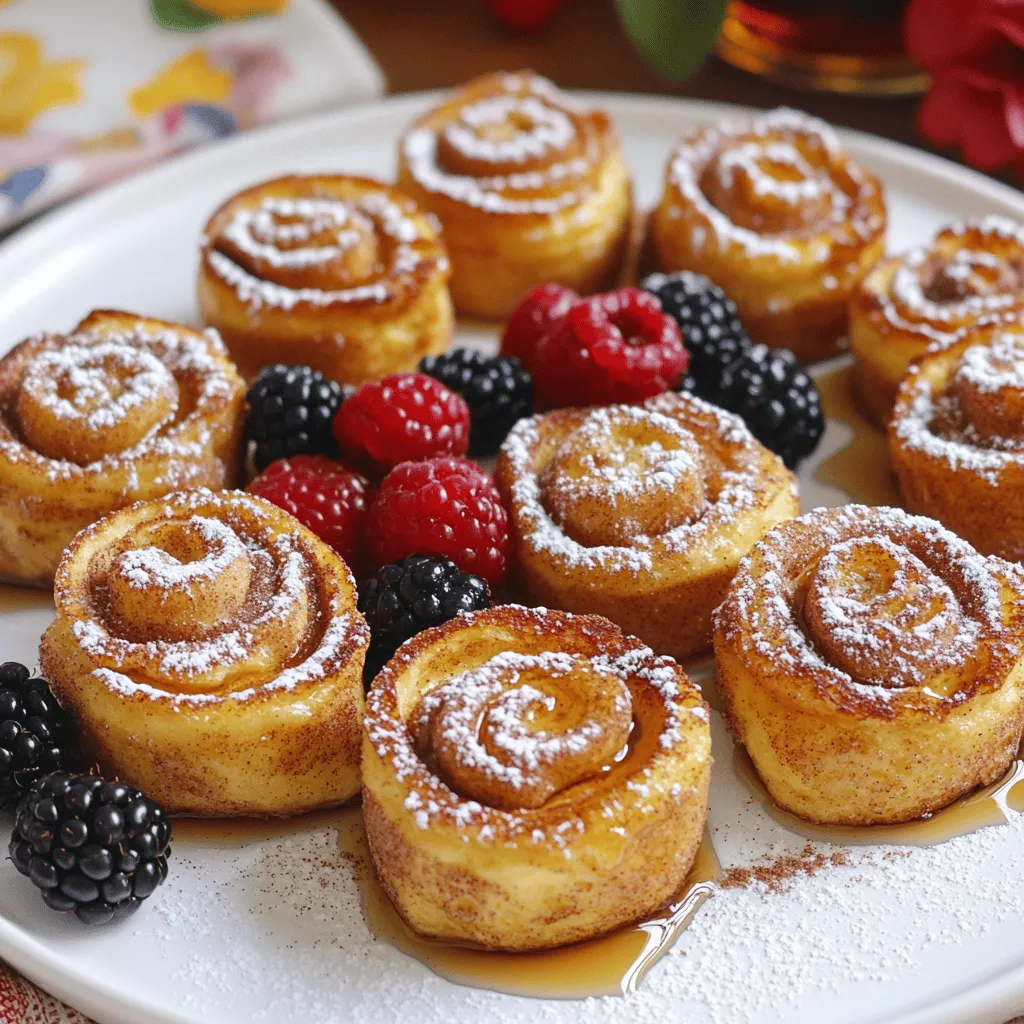 To make delicious Cinnamon Roll French Toast Bites, you need a few simple ingredients. First, grab one can of refrigerated cinnamon rolls, like Pillsbury. This is the base of your bites. Then, you will need three large eggs. They help bind the mixture. You also need 1/3 cup of milk for creaminess.