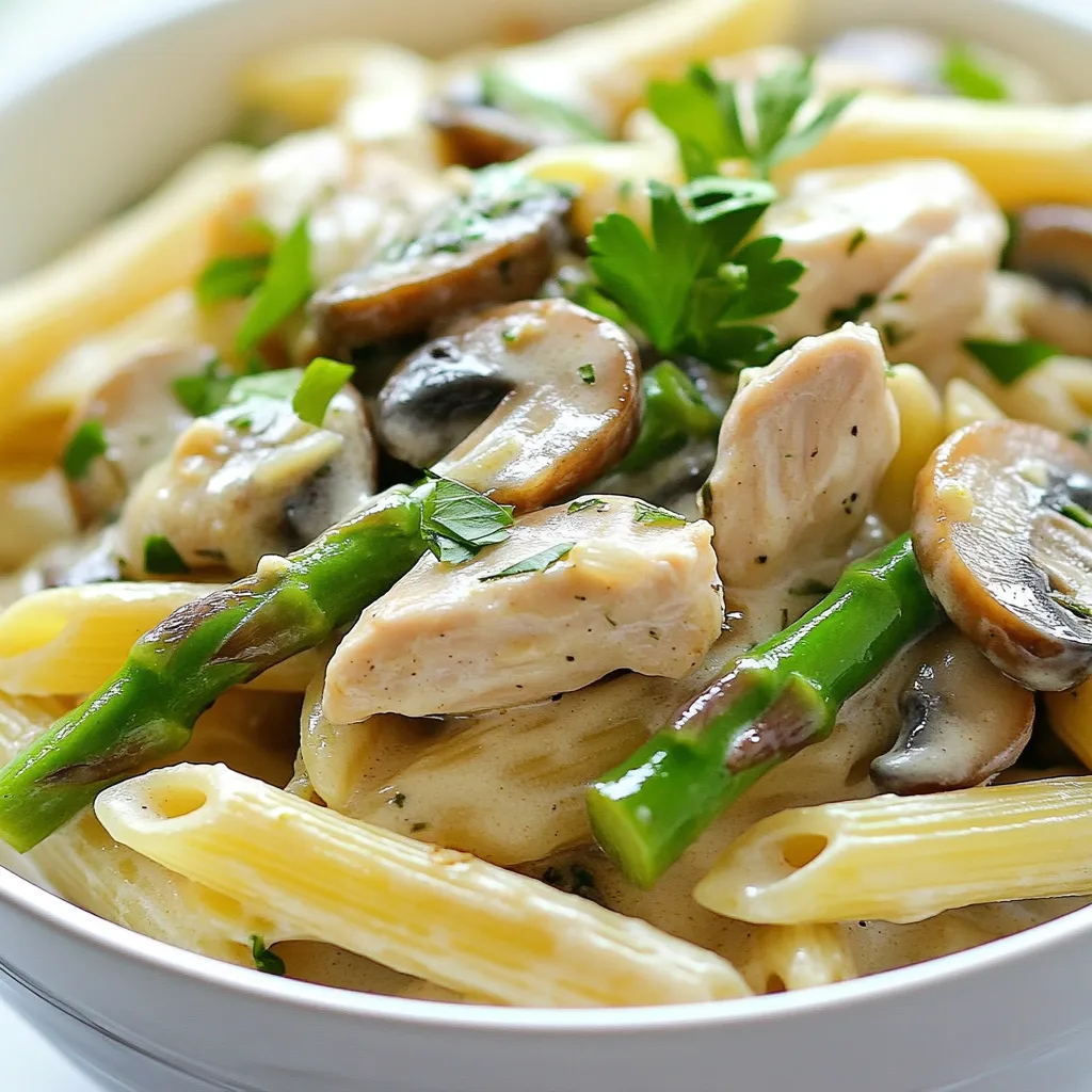 Mushroom Asparagus Chicken Penne Savory Dinner Dish