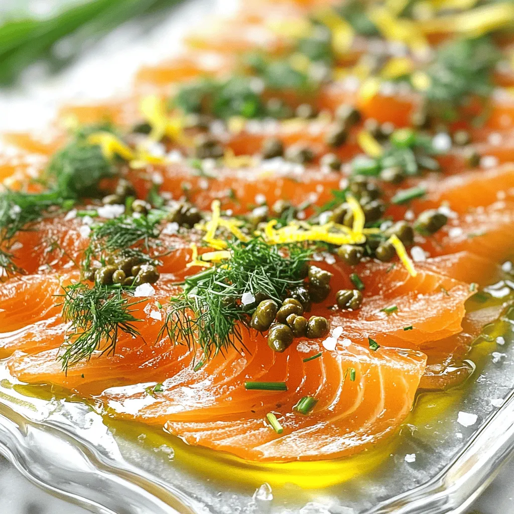 Smoked Salmon Carpaccio with Fried Capers and Herbs