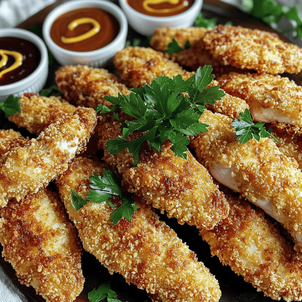 For a crispy chicken tenders recipe, you need simple yet key ingredients. First, use boneless, skinless chicken breasts. They are tender and cook quickly. Cut them into strips. This helps with even cooking and easy eating.