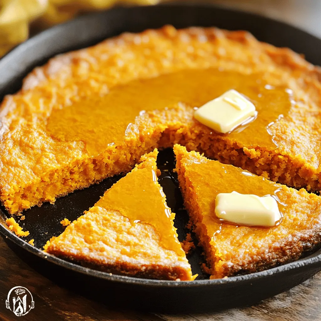 The key components for honey butter sweet potato cornbread are simple yet vital. You need one cup of mashed sweet potatoes, which adds moisture and a sweet flavor. One cup of cornmeal gives the bread its classic texture. All-purpose flour complements the cornmeal, while sugar sweetens the mix. You will also use baking powder and baking soda for the right rise. A pinch of salt balances the flavors.