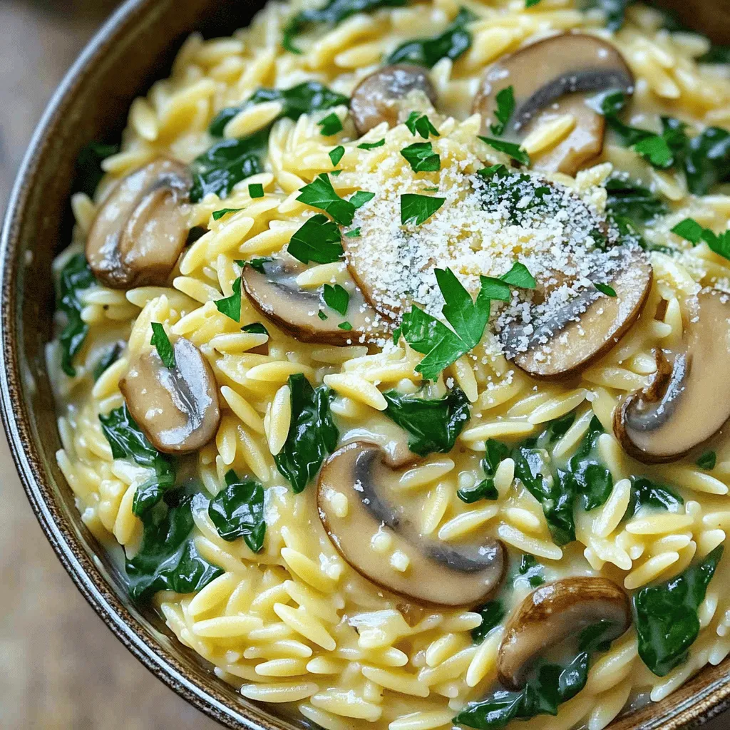 Creamy Mushroom Spinach Orzo Flavorful and Simple Dish