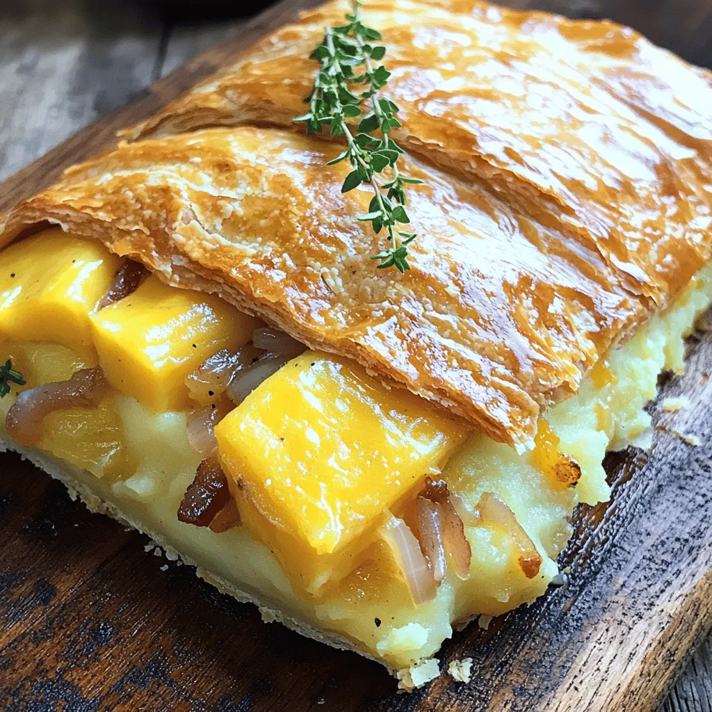 The Irish Potato Pie is simple yet full of flavor. For this dish, the main ingredients are key. You need 4 large russet potatoes, peeled and cubed. Russet potatoes mash well and create a creamy filling. Next, you’ll want 1/2 cup of unsalted butter, which adds richness. Heavy cream is also crucial; use 1 cup for a smooth texture.