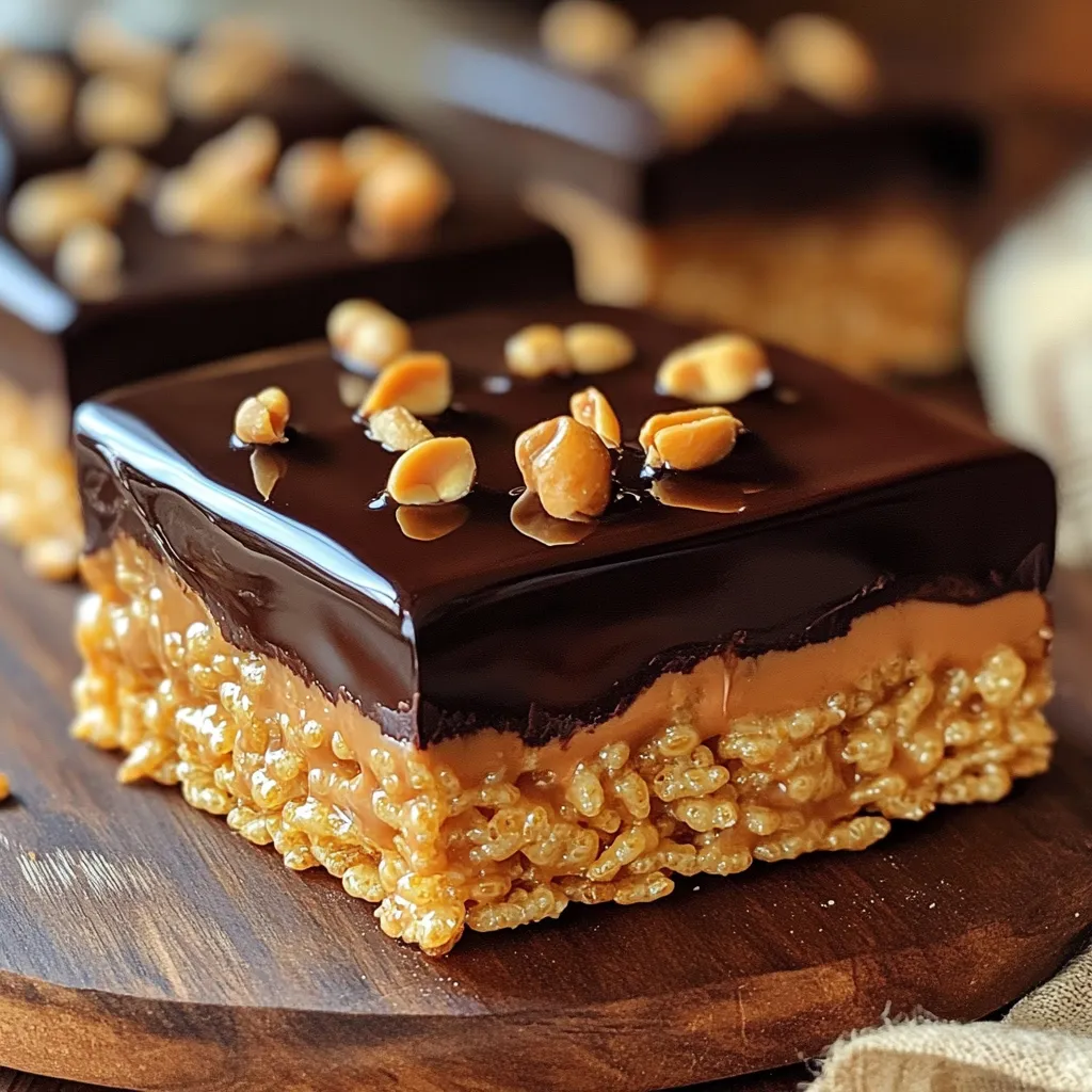 No Bake Chocolate Peanut Butter Krispie Bars Delight