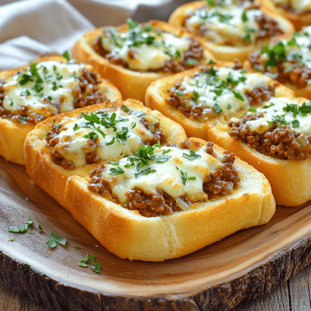 To make cheesy garlic bread sloppy joes, you need simple yet tasty ingredients. Start with 1 pound of ground beef or turkey. This meat forms the base of your sloppy joes. You can use the best ground beef for sloppy joes, but lean turkey works well, too.