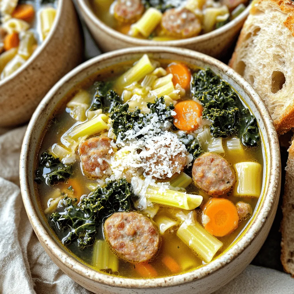 To make a great sausage soup, you need a few key ingredients. The star of the dish is, of course, the sausage. I like using Italian sausage because it brings a lot of flavor. You can choose mild or spicy based on your taste.