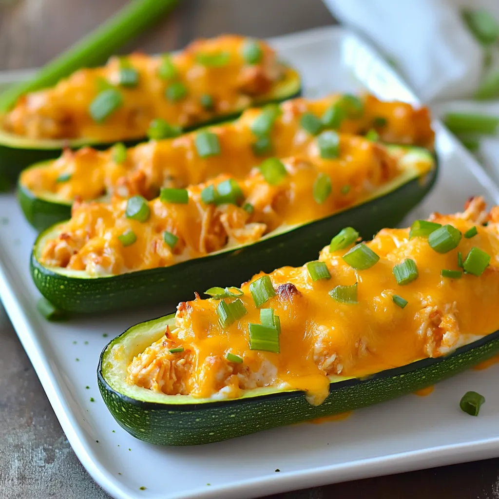 Buffalo Chicken Stuffed Zucchini Boats Easy Recipe