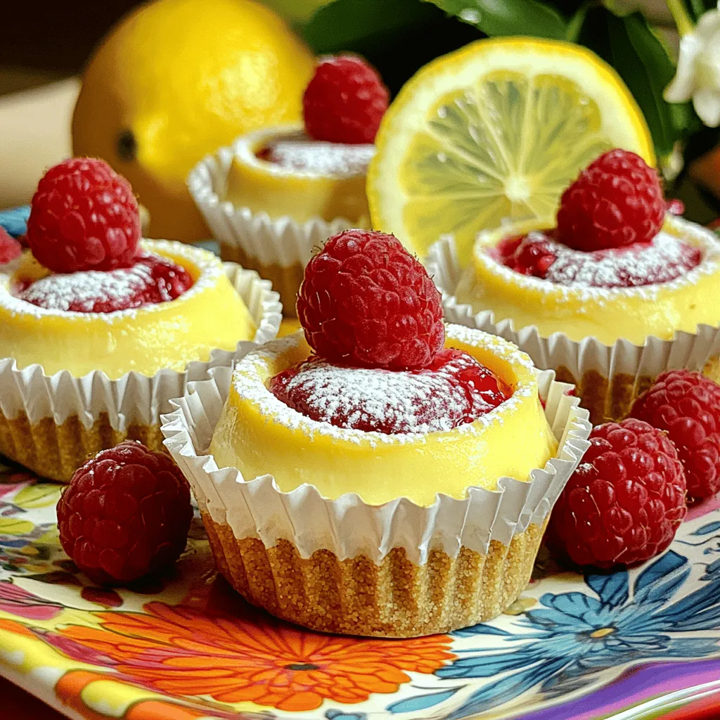 - 1 cup graham cracker crumbs - 2 tablespoons sugar - 1/4 cup unsalted butter, melted - 8 oz cream cheese, softened - 1/2 cup sugar - 1 teaspoon vanilla extract - 1/4 cup sour cream - 1/4 cup fresh lemon juice - Zest of 1 lemon - 1 cup fresh raspberries - 2 tablespoons powdered sugar (for garnish)