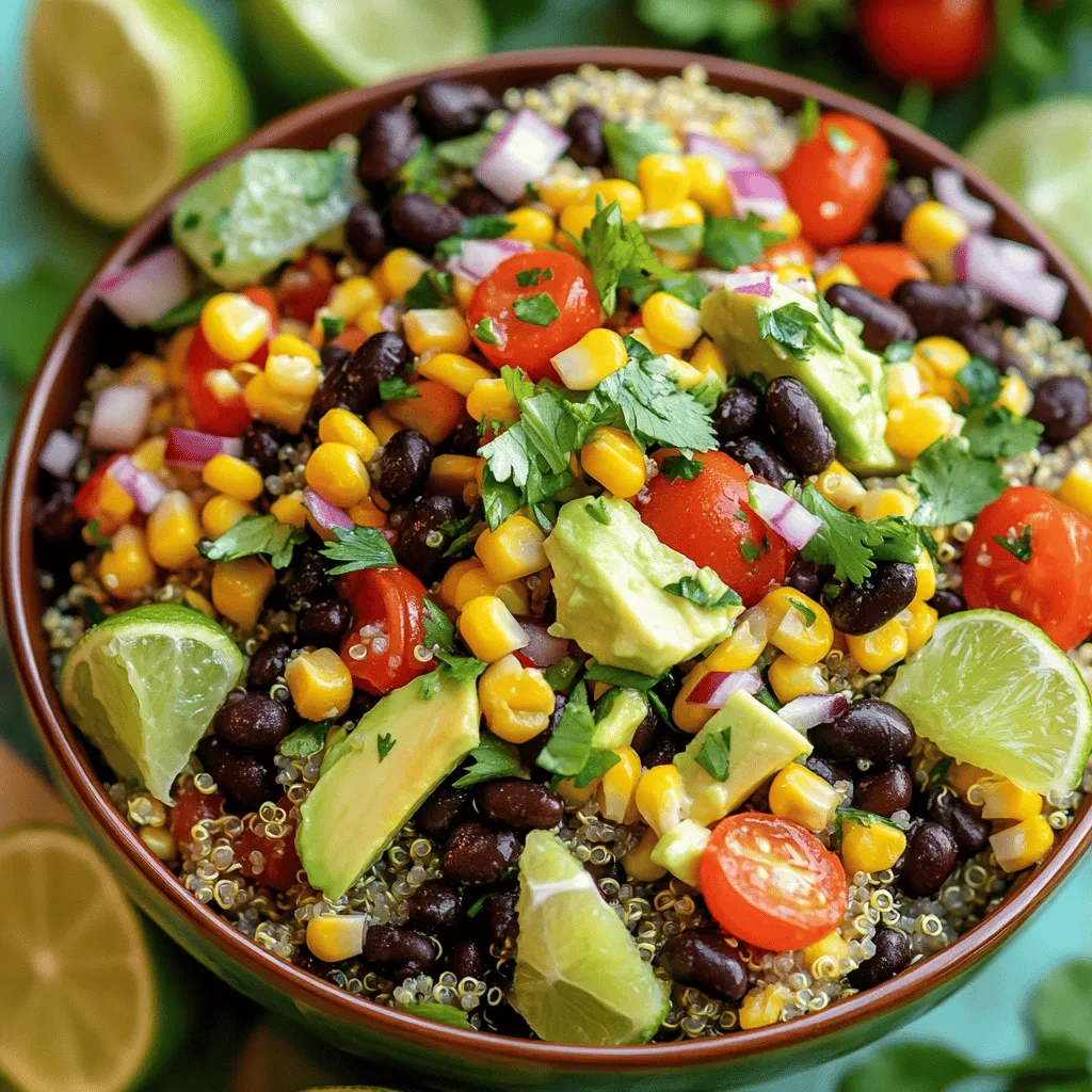 To make a great Fiesta Bowl, you need fresh and bright ingredients. Start with quinoa. It cooks up fluffy and has a nutty taste. Use vegetable broth for added flavor instead of water. This makes your bowl richer and more savory.