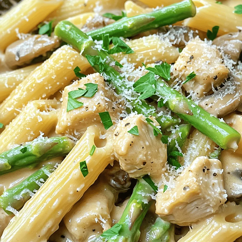 Creamy Mushroom and Asparagus Chicken Penne Delight