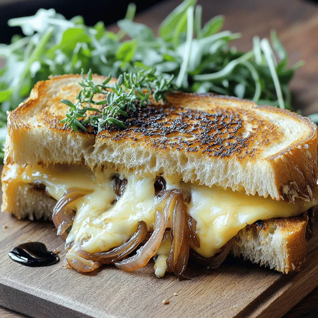 To make a French onion grilled cheese sandwich, gather these items: