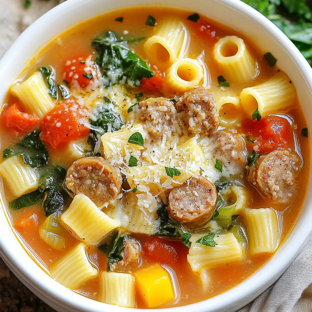 Creamy Parmesan Sausage Pasta Soup Easy Comfort Meal