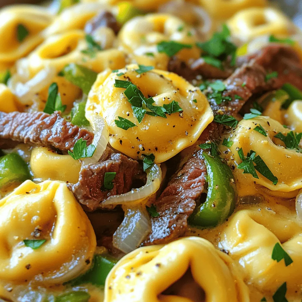 Cheesesteak Tortellini in Rich Provolone Sauce Delight
