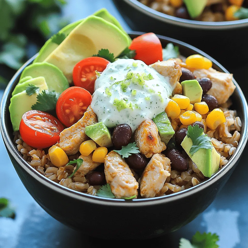 To make a great burrito bowl, start with the right ingredients. For a basic chicken burrito bowl, you need cooked brown rice, diced chicken breast, and olive oil. Spice it up with cumin, smoked paprika, and garlic powder. Don