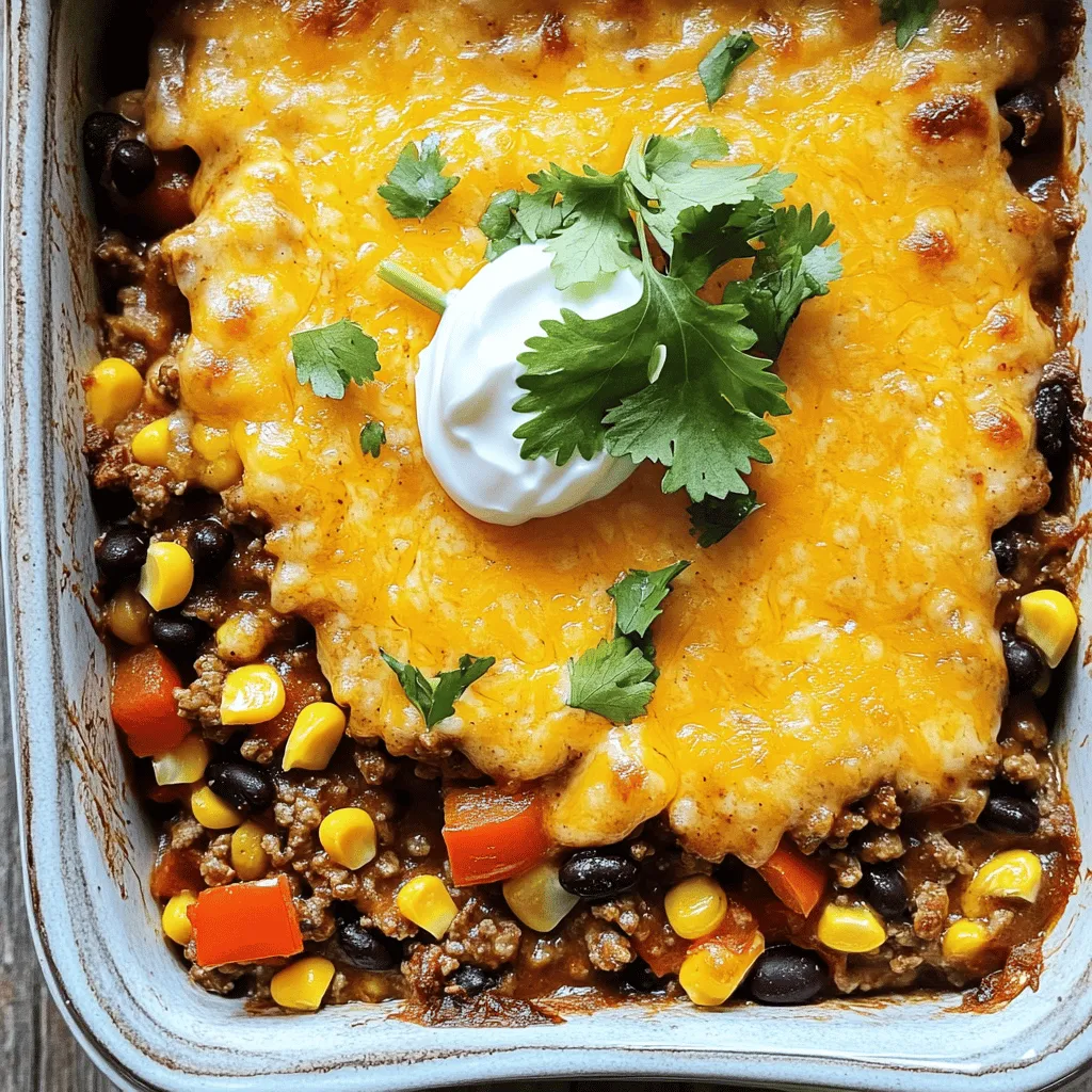 To make a great Beefy Cattle Drive Casserole, you need some key ingredients. The base ingredients are ground beef, onion, and garlic. These give your dish a strong and tasty start. You will also need diced carrots and bell peppers for some crunch.