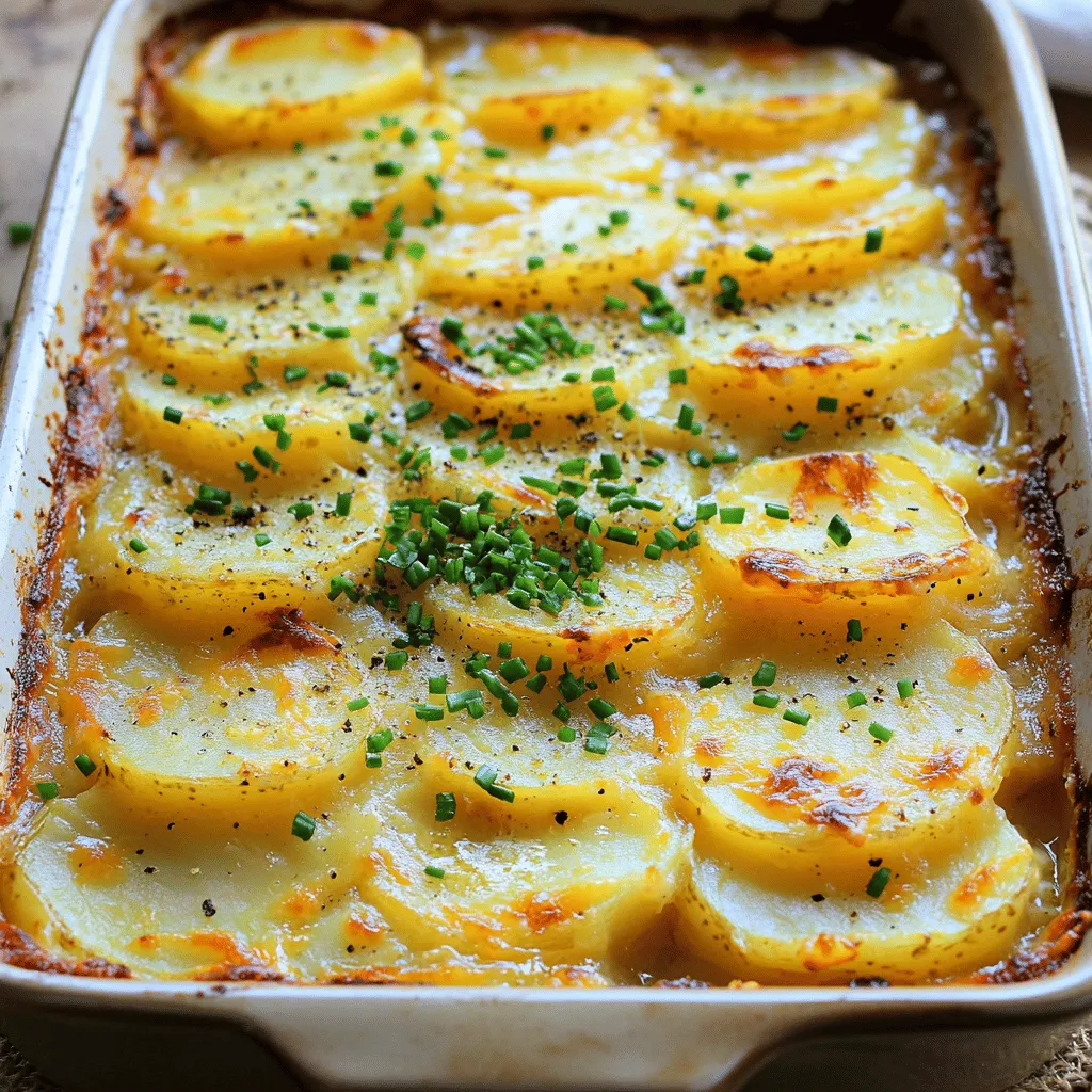 Gruyere scalloped potatoes are a creamy, cheesy dish made with thinly sliced potatoes and Gruyere cheese. This dish is popular for its rich flavor and comfort food appeal. Many people love to serve it during family dinners or special occasions.
