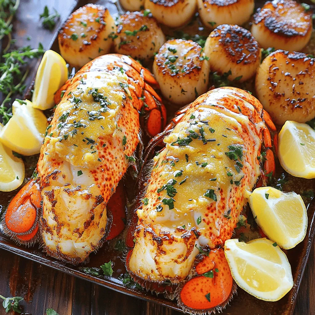 To create a memorable garlic butter lobster tail and scallops feast, you need a few key ingredients. Here’s what to gather: