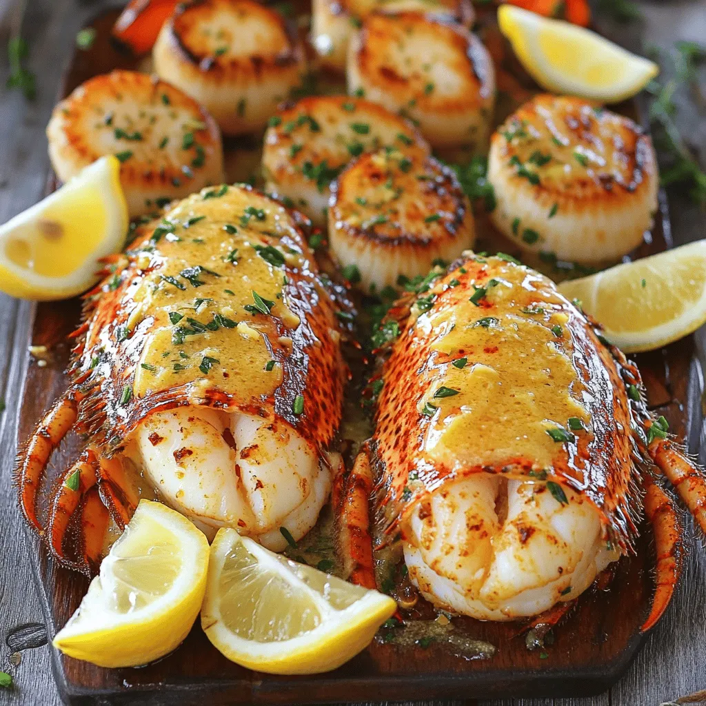 Garlic Butter Lobster Tail &#038; Scallops Feast Delight