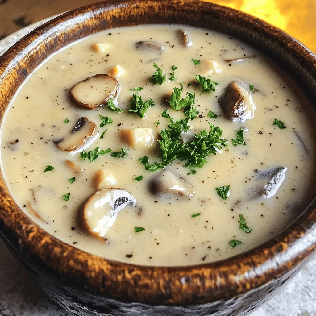 To make a rich and creamy mushroom soup, you need a few key ingredients. Fresh mushrooms are the star. I suggest using button, cremini, or shiitake mushrooms. Each type brings its own unique flavor. For the best taste, use one or a mix of these mushrooms.